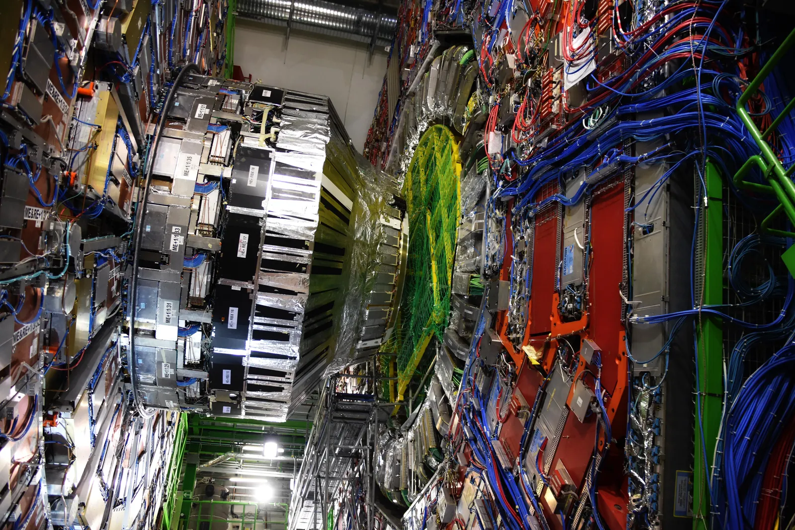 The open CMS detector in its underground cavern